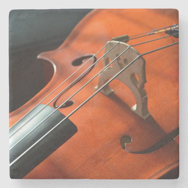 Classic Brown Cello Stone Coaster (Front)
