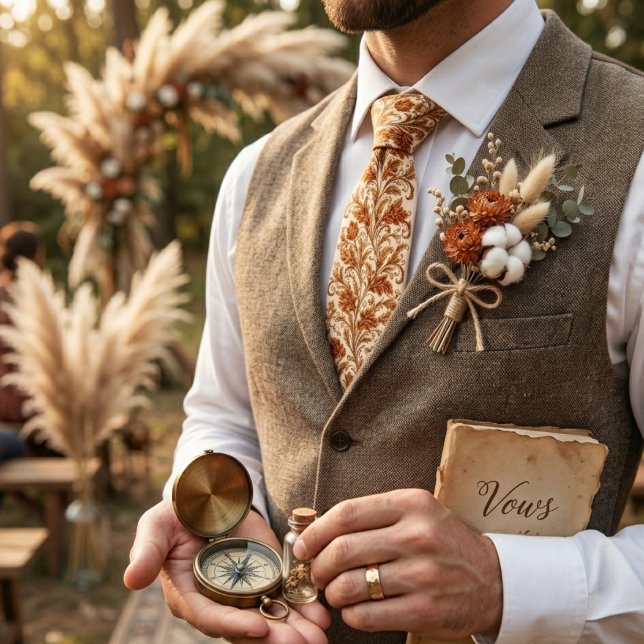 Classic Brown Damask Leaf Tie (Creator Uploaded)