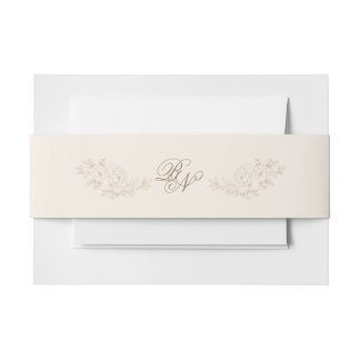 Classic Brown Floral Invitation Belly Band