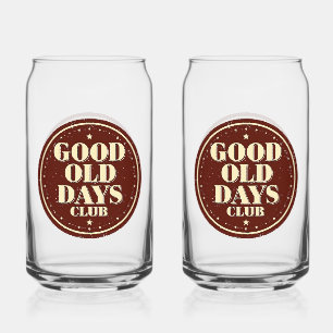 Classic Brown Good Old Days Club Emblem Can Glass