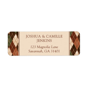 Classic Brown Green Christmas Return Address Label