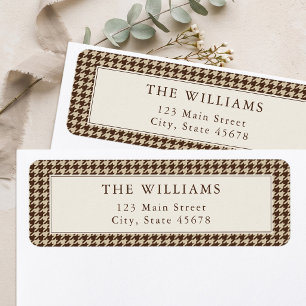 Classic Brown Houndstooth Return Address Label