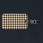 Classic Brown Ivory Pepita Houndstooth Pattern    Luggage Tag<br><div class="desc">Evergreen elegant and classic fabric pattern,  featuring pepita / houndstooth pattern in brown and ivory colour combination. Pepita houndstooth brown pattern Luggage Tags</div>