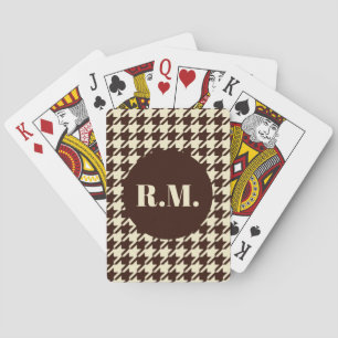 Classic Brown Ivory Pepita Houndstooth Pattern   Playing Cards