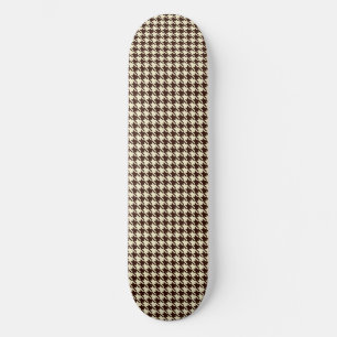 Classic Brown Ivory Pepita Houndstooth Pattern Skateboard