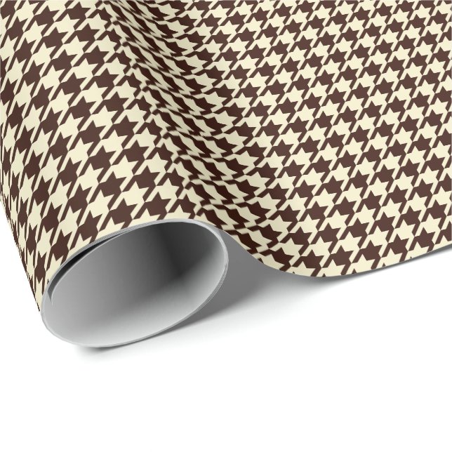 Classic Brown Ivory Pepita Houndstooth Pattern   Wrapping Paper (Roll Corner)