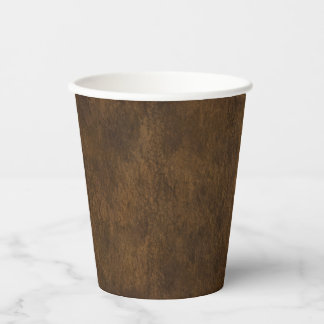 Classic Brown Leather Textured Paper Cups