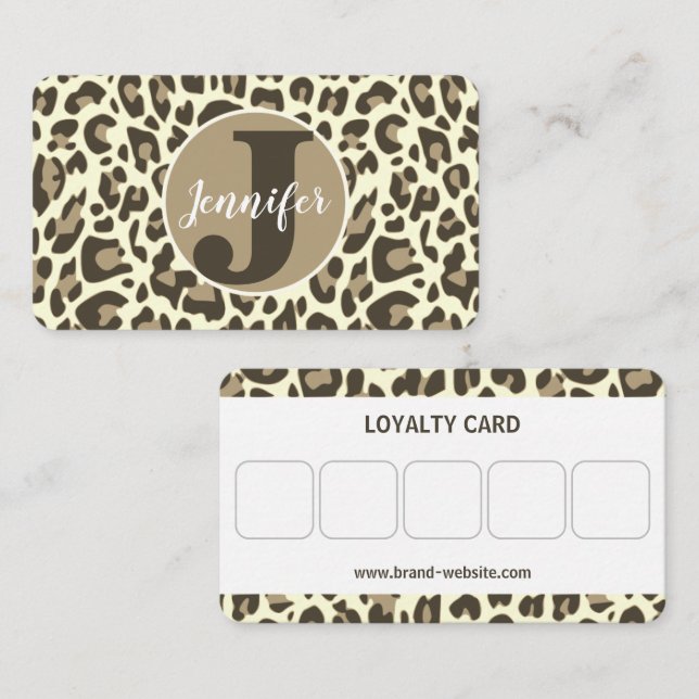 Classic Brown Leopard Print Rockabilly Pattern Business Card (Front/Back)