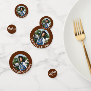 Classic Brown Personalised Grad Photo Graduation Confetti