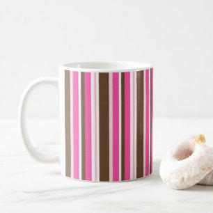 Classic Brown & Pink Stripe Coffee Mugs 