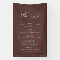 Classic Brown Wedding Bar Menu Reception Décor