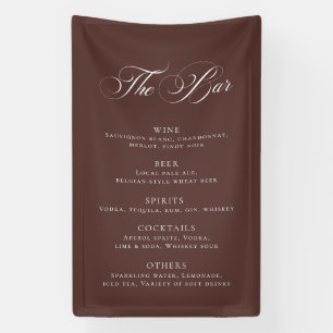 Classic Brown Wedding Bar Menu Reception Décor Banner