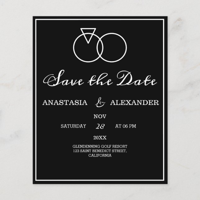 Classic Budget Simple Save the Date Card. (Front)