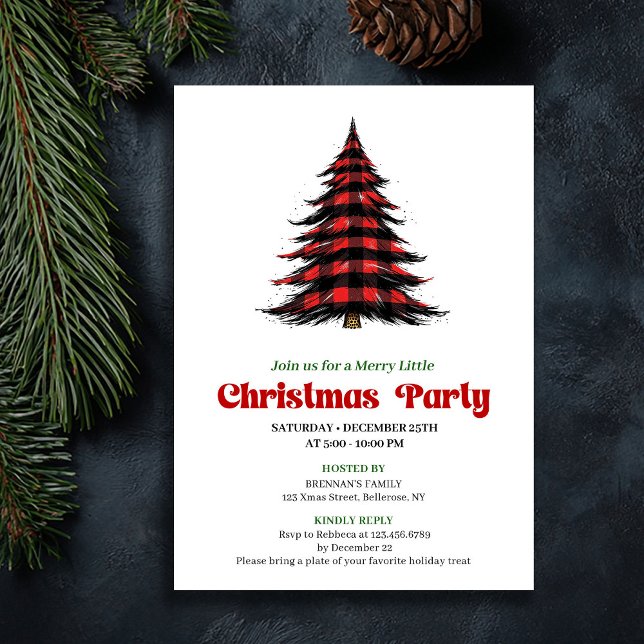 Classic Buffalo Christmas Tree Party Invitation (Classic Buffalo Christmas Tree Party Invitation)