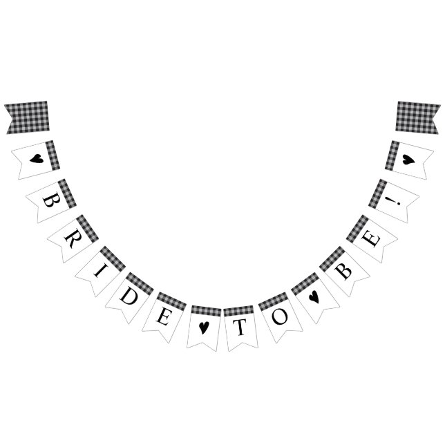 Classic Buffalo Plaid Black White Bridal Shower Bunting (All)