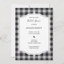 Classic Buffalo Plaid Black White Bridal Shower