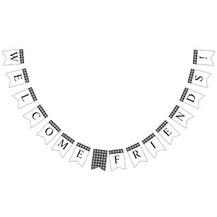 Classic Buffalo Plaid Black White Event Welcome Bunting