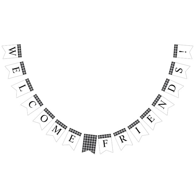 Classic Buffalo Plaid Black White Event Welcome Bunting (All)