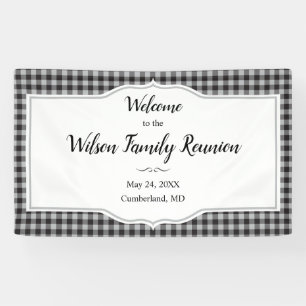 Classic Buffalo Plaid Check Black White Event Banner