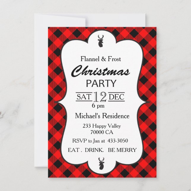 Classic Buffalo Plaid Christmas Party Invitation (Front)