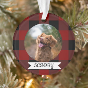 Classic Buffalo Plaid one photo pet Ornament