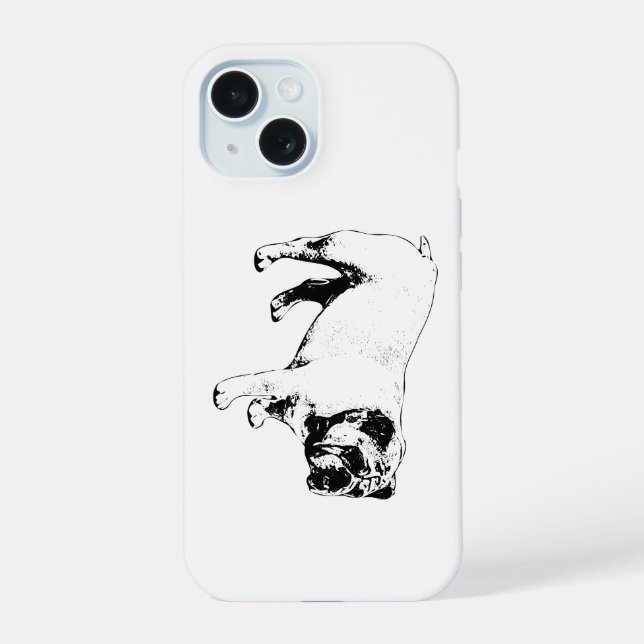 Classic Bulldog Ink iPhone 15 Case (Back)