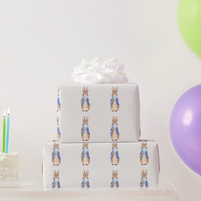 Classic Bunny Blowing a Blue Bubble gum Wrapping Paper (Party Gifts)