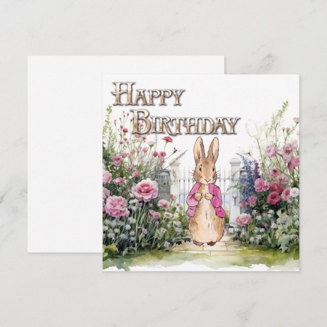 Classic bunny blue jacket Happy birthday Card (Front/Back)