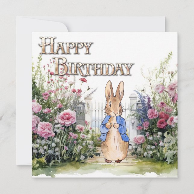 Classic bunny blue jacket Happy birthday Card (Front)