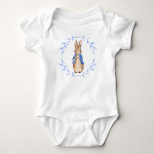 Classic bunny blue jacket leafy wreath baby bodysuit