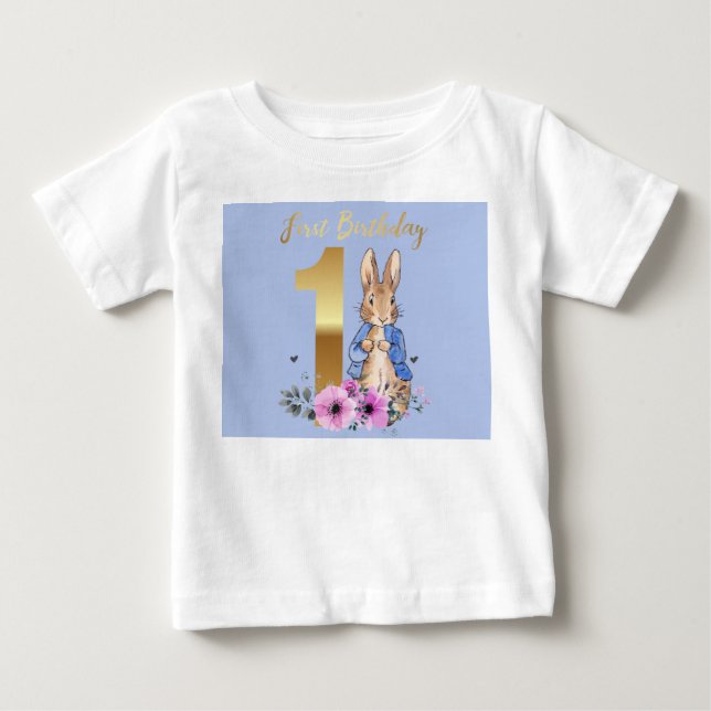 Classic Bunny First birthday Baby T-Shirt (Front)