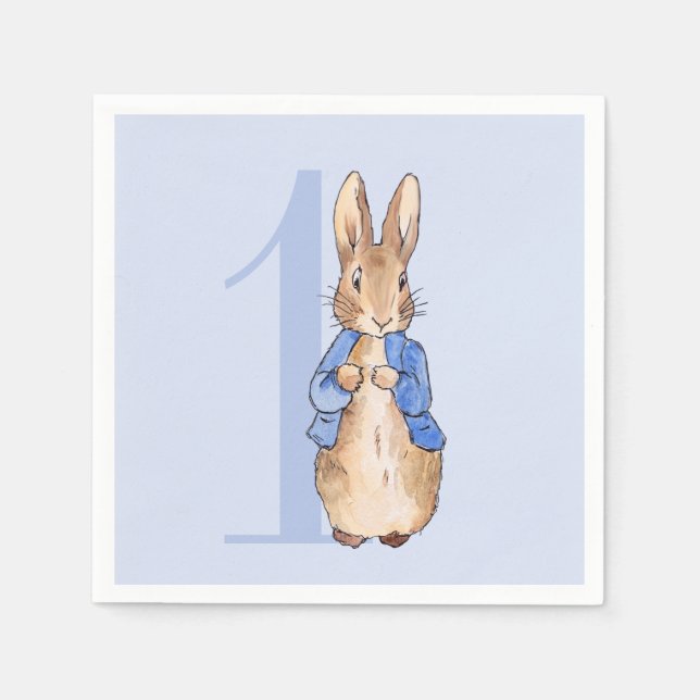 Classic bunny First Birthday Napkin (Front)