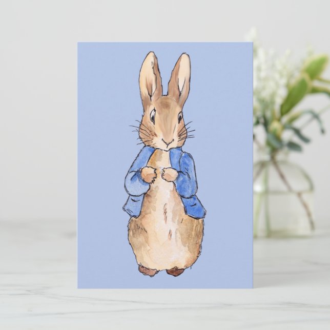 Classic bunny in a blue jacket invitation (Standing Front)