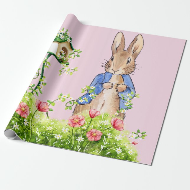 Classic bunny in a blue jacket wrapping paper (Unrolled)
