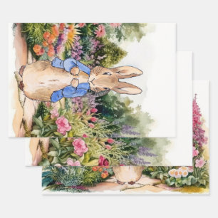 Classic bunny in a blue jacket wrapping paper sheet