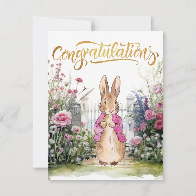 Classic bunny in a pink jacket Congratulations (Front)