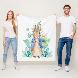 Classic Bunny in blue jacket Fleece Blanket