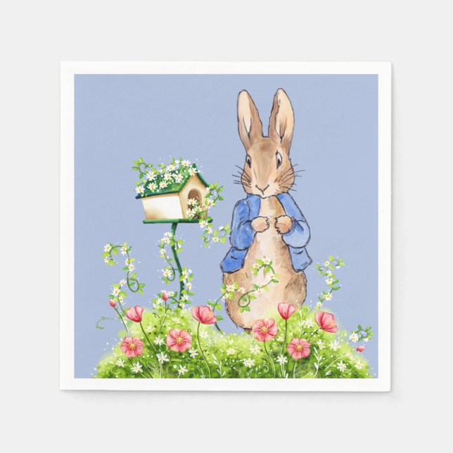 Classic bunny in blue jacket napkin (Front)