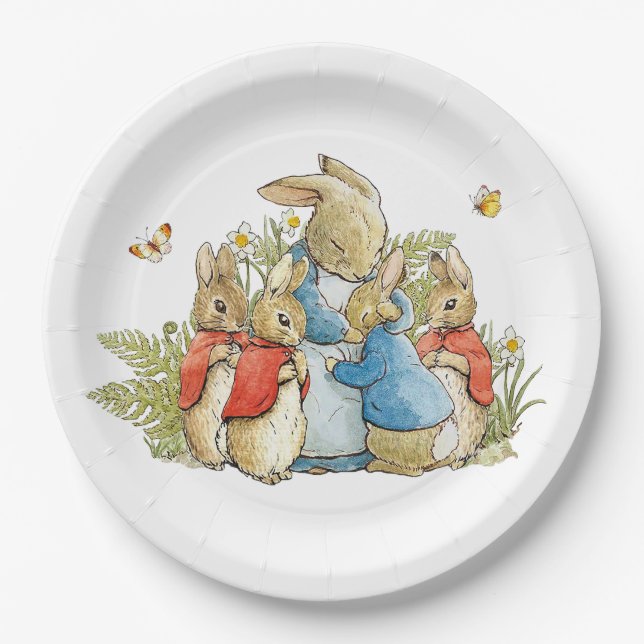 Classic Bunny in blue jacket Paper Plate (Front)