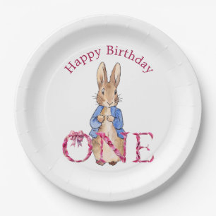Classic Bunny in blue jacket Paper Plate