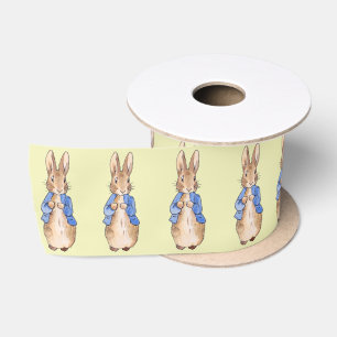 Classic bunny in blue jacket satin ribbon