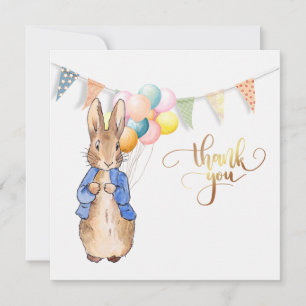 Classic Bunny in blue jacket Thank You Card