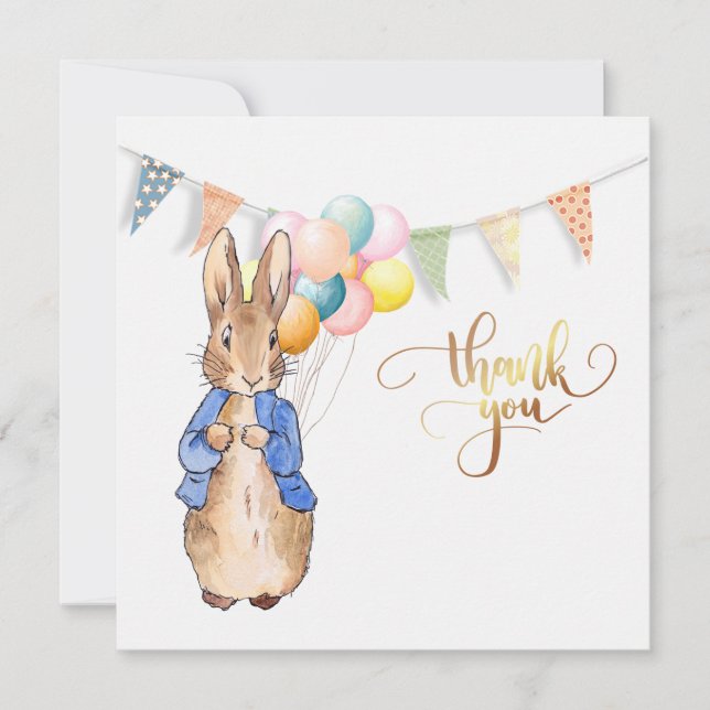 Classic Bunny in blue jacket Thank You Card (Front)