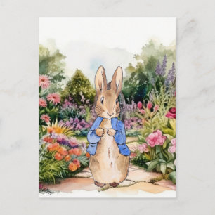 Classic bunny in his garden postcard