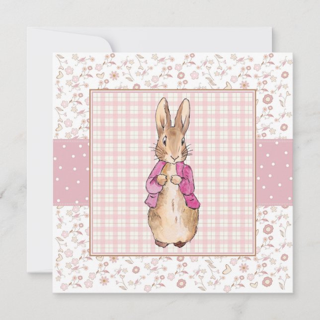 Classic bunny in pink jacket invitation (Front)