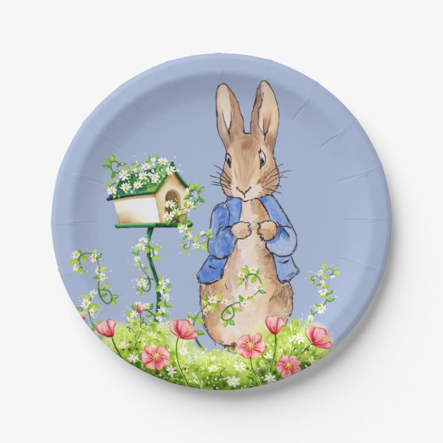 Classic Bunny rabbit Bird House    Paper Plate (Front)