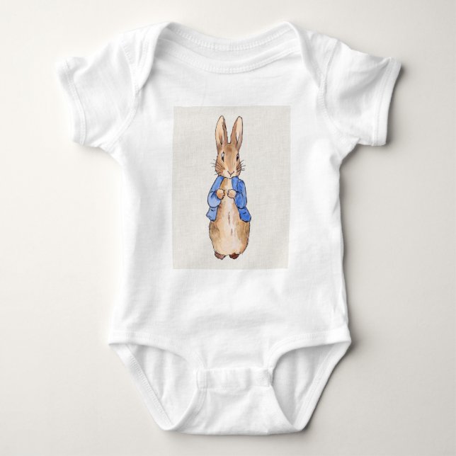 Classic bunny rabbit blue jacket baby bodysuit (Front)