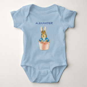 Classic bunny rabbit blue jacket baby bodysuit
