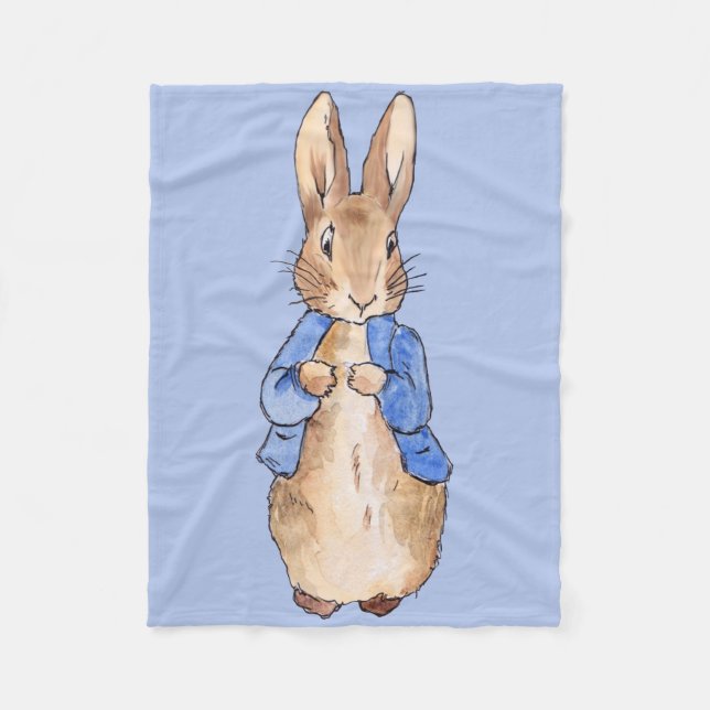 Classic bunny rabbit blue jacket fleece blanket (Front)