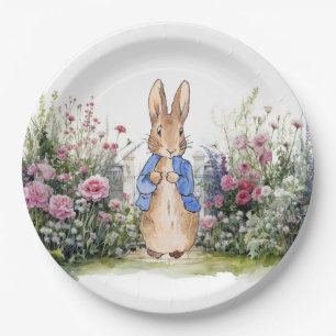 Classic bunny rabbit blue jacket paper plate